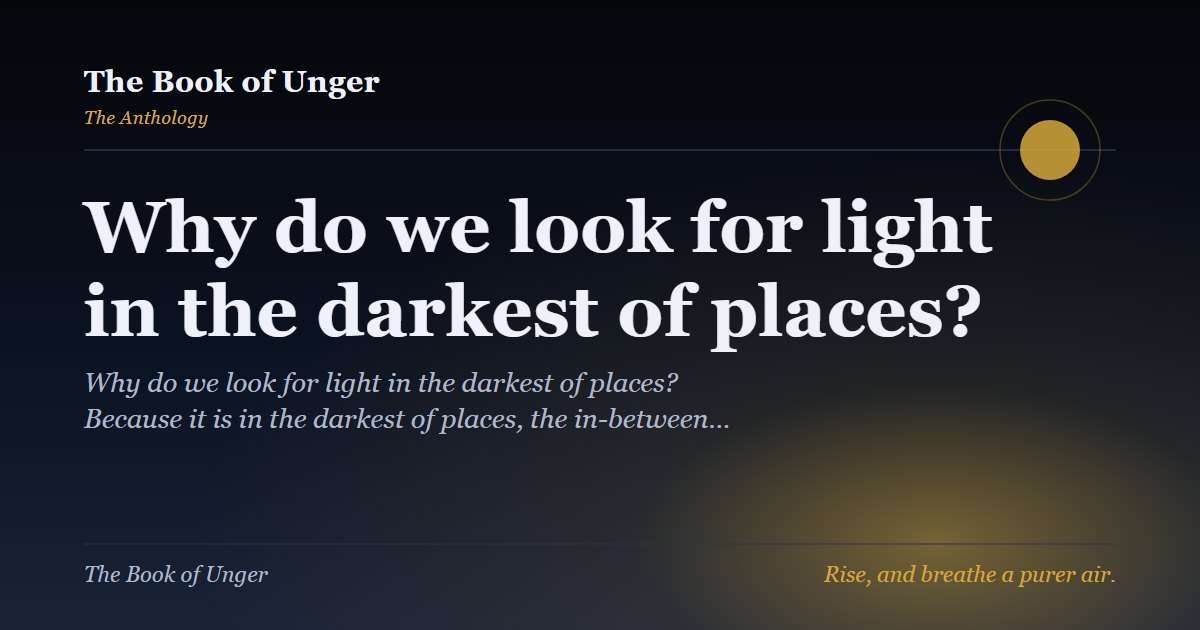Why do we look for light in the darkest of places?