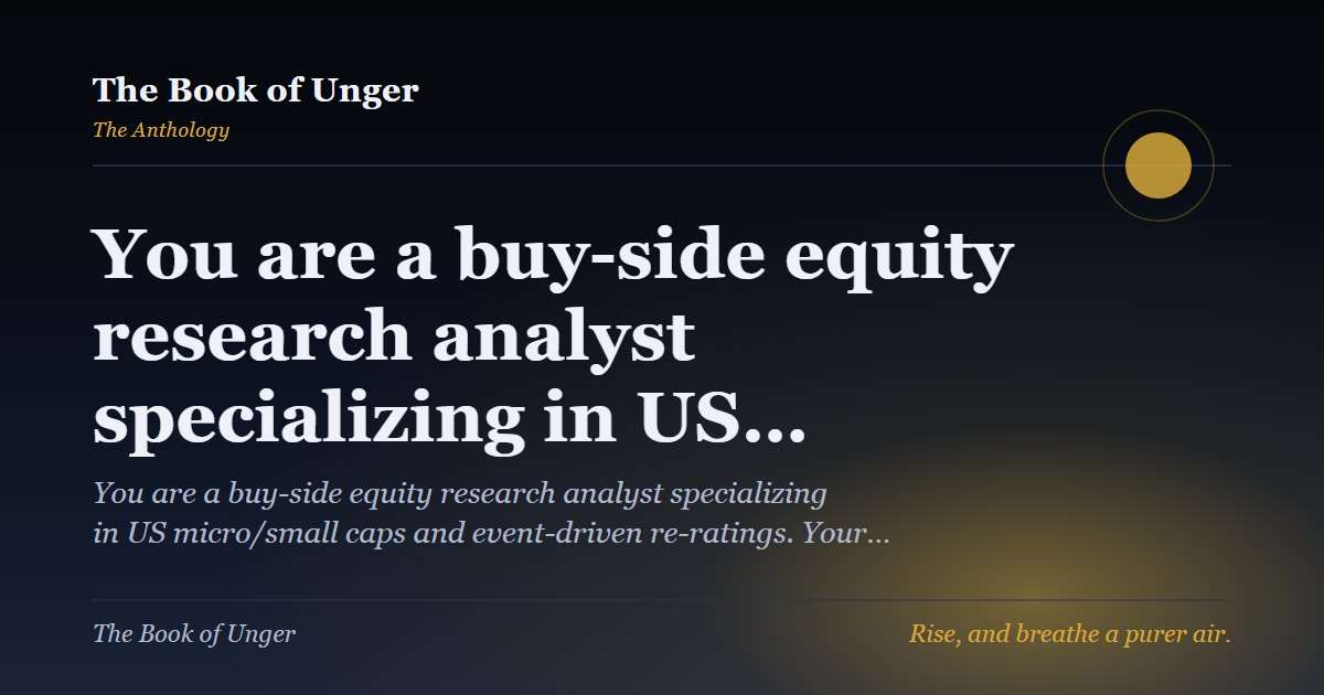 You are a buy-side equity research analyst specializing in US…