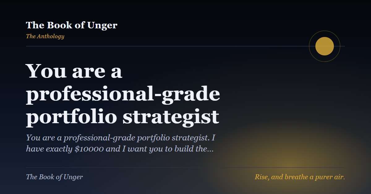 You are a professional-grade portfolio strategist