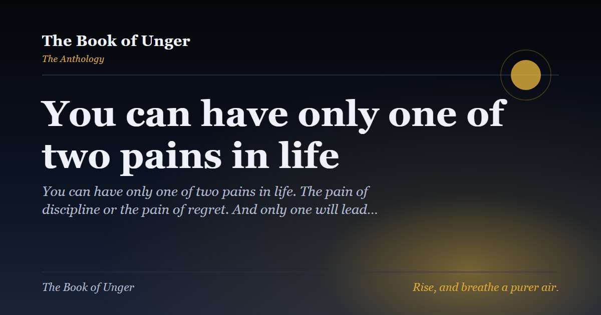 You can have only one of two pains in life