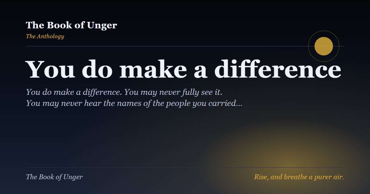 You do make a difference