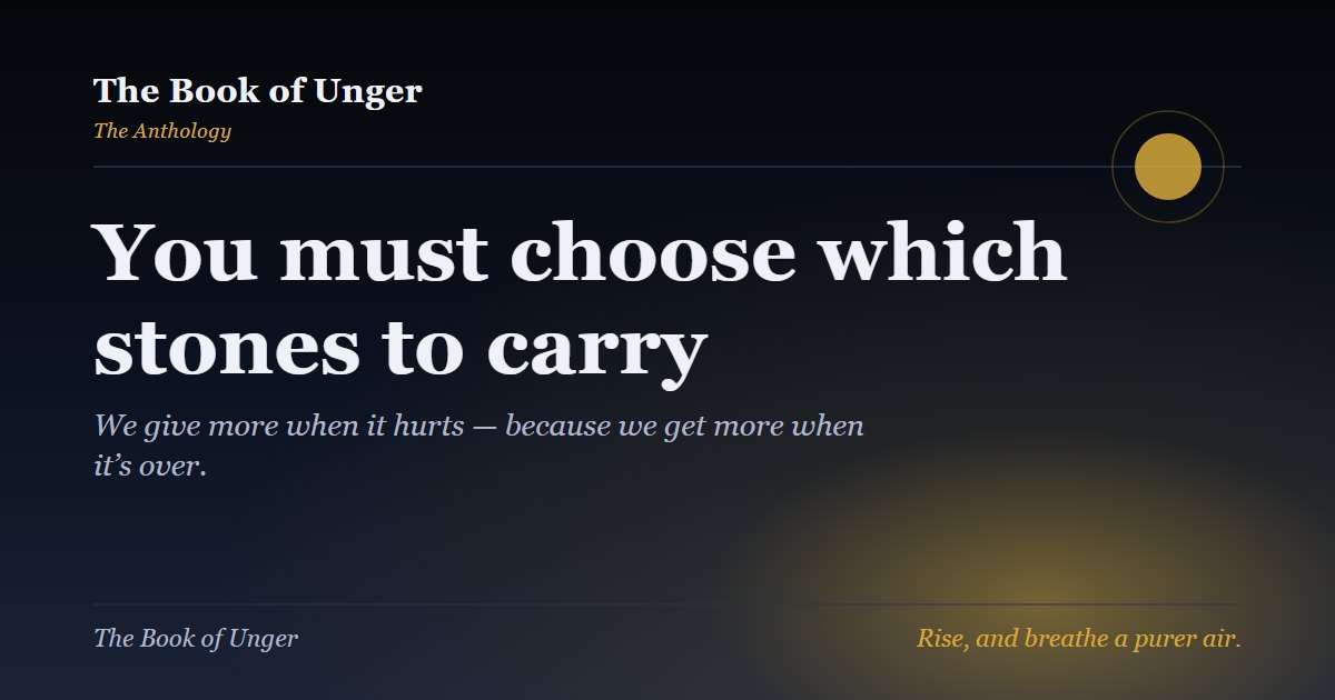 You must choose which stones to carry
